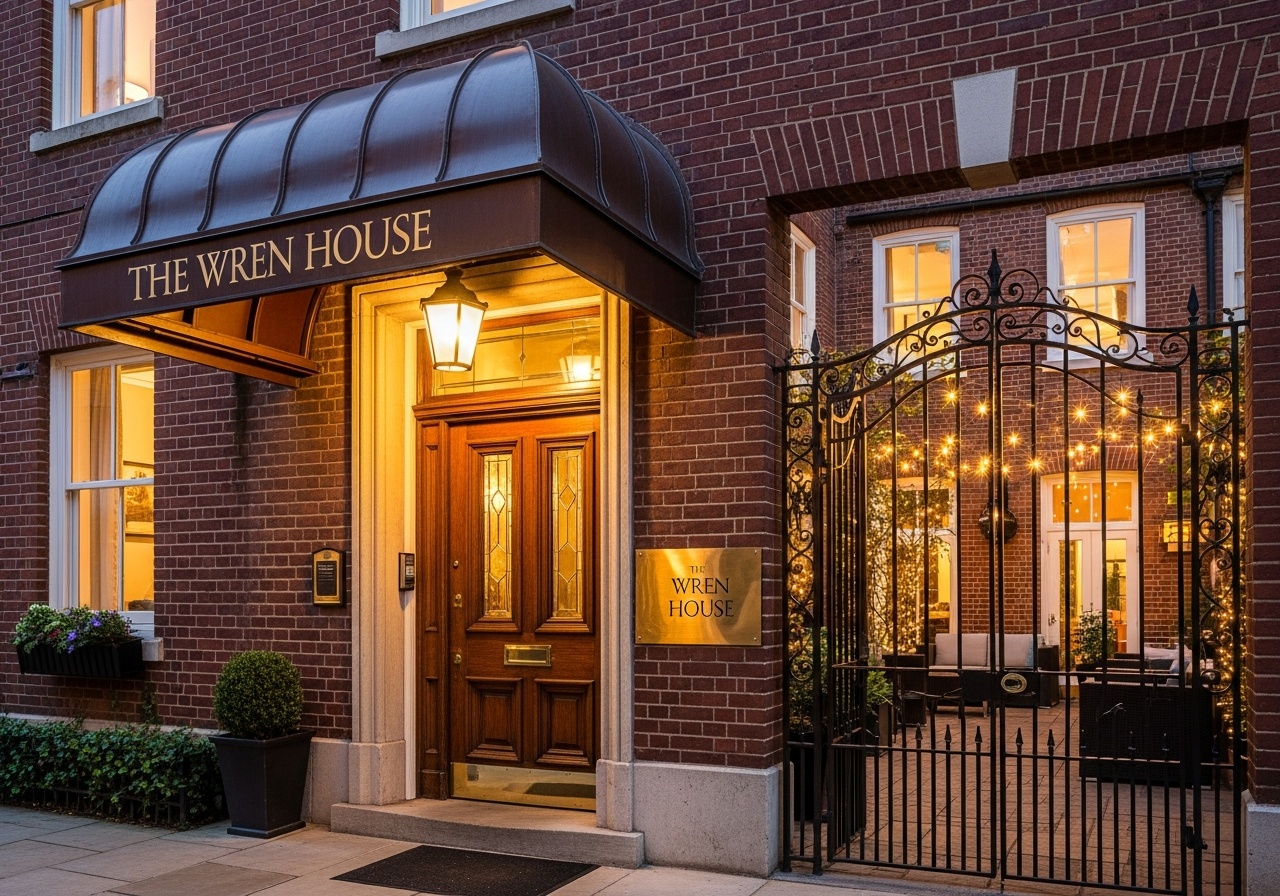 The Wren House exterior — a 1927 building at 8 Historic Quarter Lane